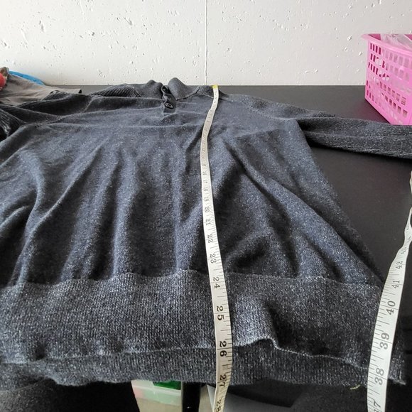 Express Men's Navy Pullover Button Ribbed Sleeve Sweater Size Large Preppy Fall - Picture 8 of 9